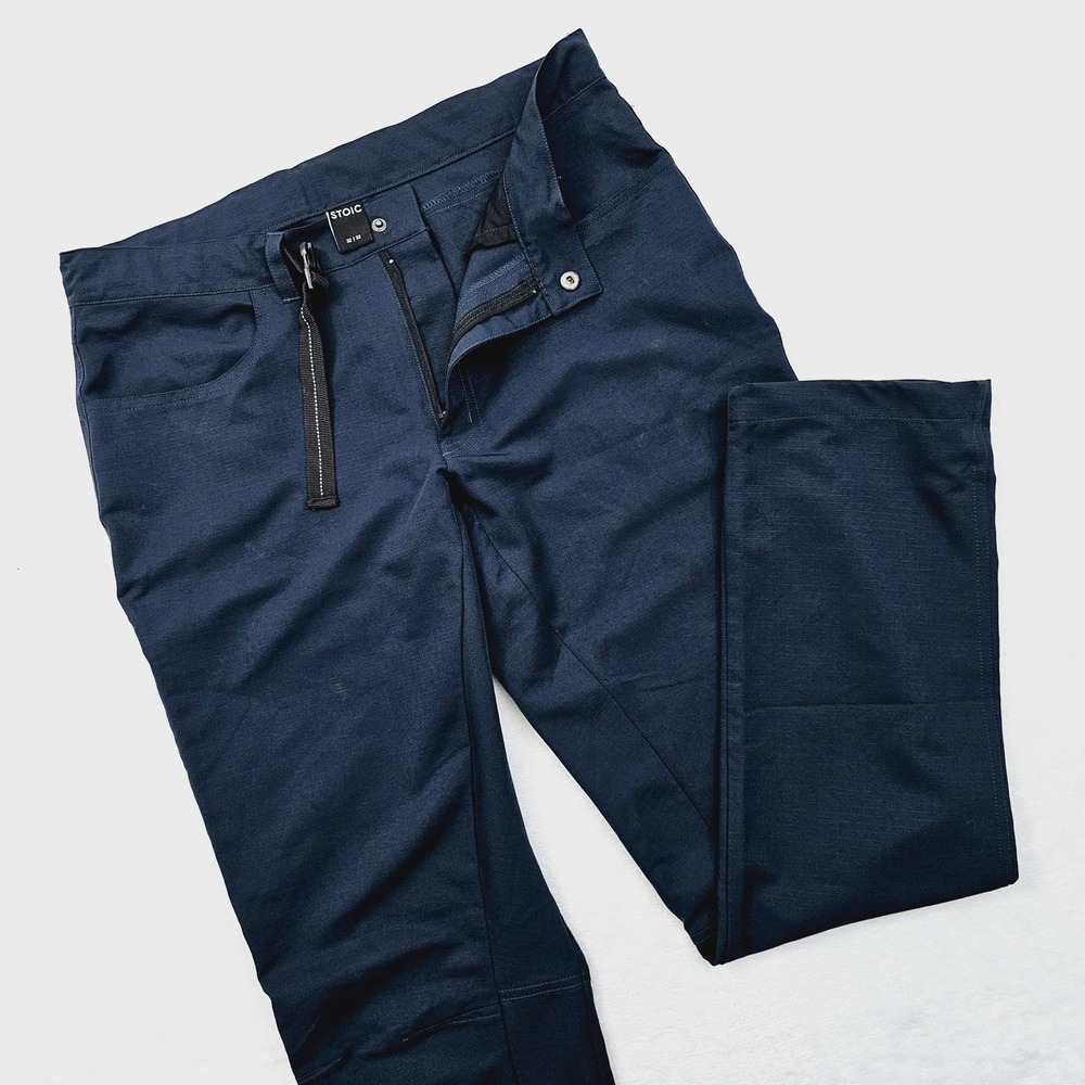 Stoic Hiking Pants Men 32x32 Navy Blue Ripstop‎ Belted Articulated Outdoor Trail